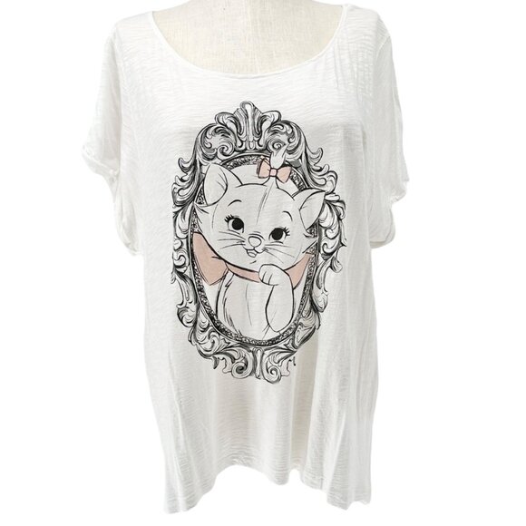 Disney Marie Aristocats Graphic T-Shirt White Loose Fit Size 3X Womens Loose Fit - Picture 1 of 7